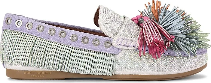 Kurt Geiger London Women's Pom Pom Moccasin Loafer Flats
