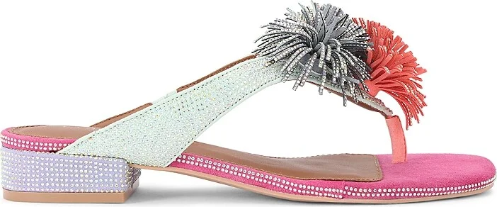 Kurt Geiger London Women's Pom Pom T Strap Sandals
