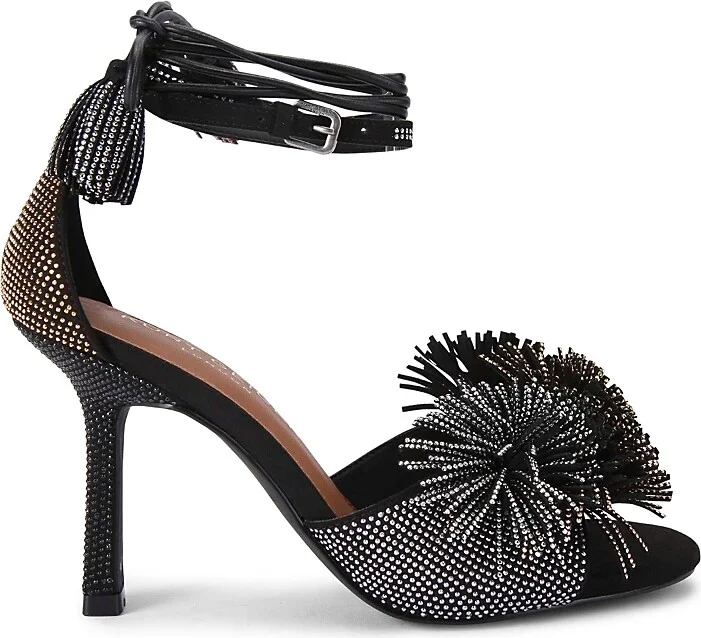 Kurt Geiger London Women's Suede Pom Pom Ankle Tie Sandals