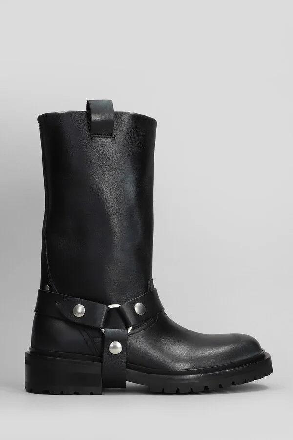 Kurt Low Heels Ankle Boots In Black Leather