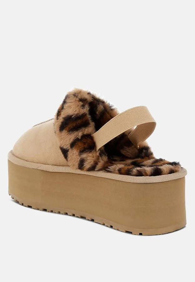 Kutchu Faux Fur Trim Platform Classic Slingback - Image 2