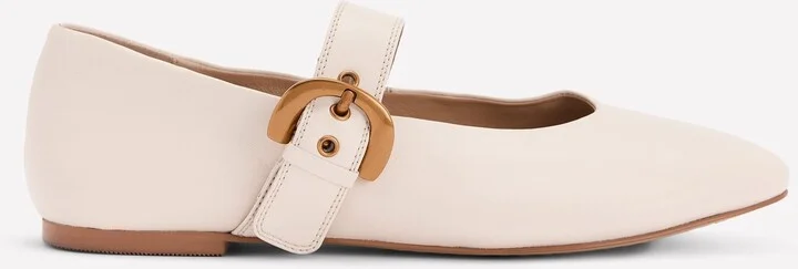 Kylie Flat Buckle Mary Jane, Ecru