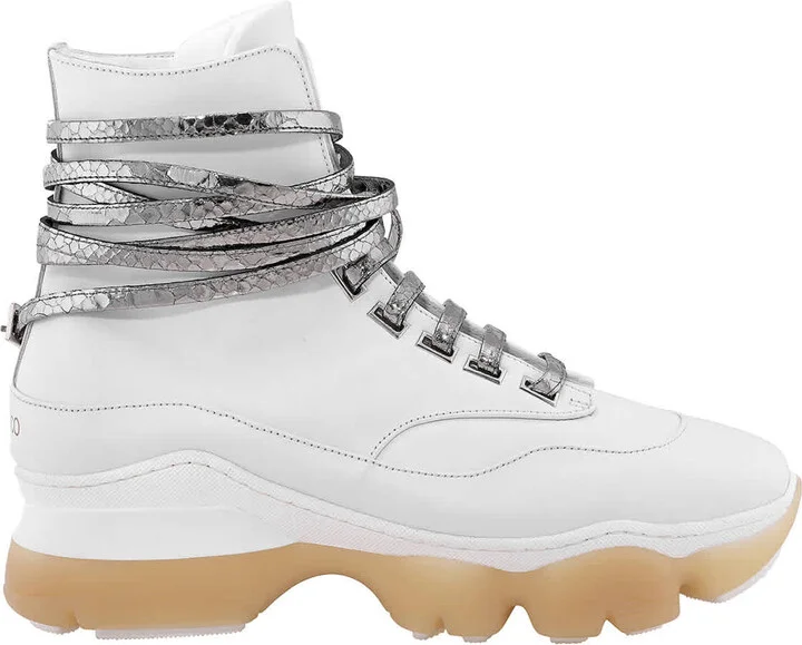 Kylie White Calf Python Detail Sneakers
