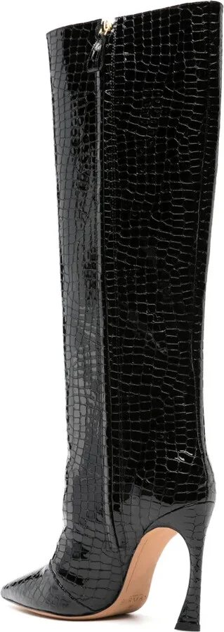 Kyra 100mm crocodile-embossed boots - Image 3