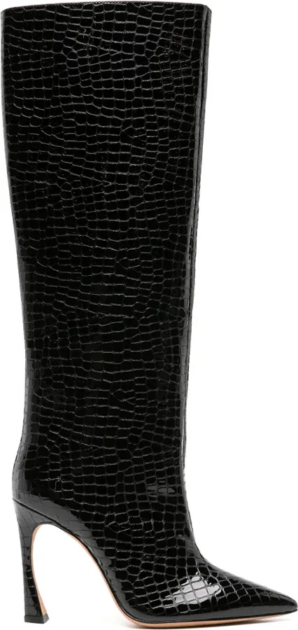 Kyra 100mm crocodile-embossed boots