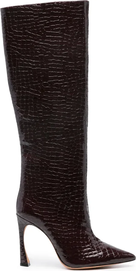 Kyra 100mm embossed leather boots