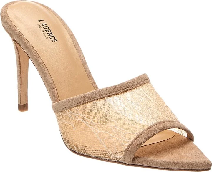 L’Agence Corinne Lace & Suede Mule