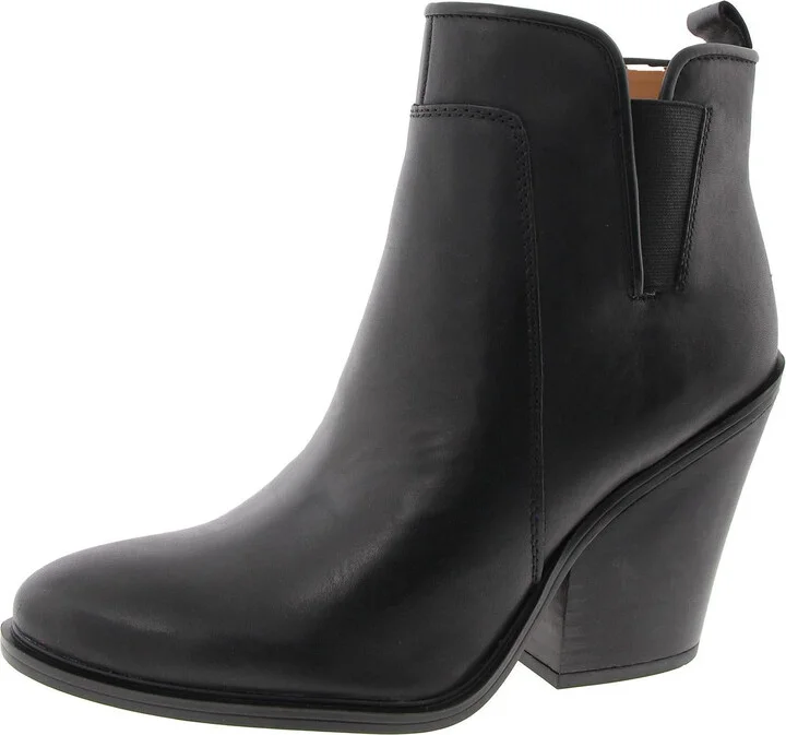 L-Gamble Womens Block Heel Leather Booties
