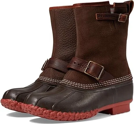 L.L.Bean Bean Boot 10 Engineer Buckle Flannel Lined Women's Boots Dark Earth/Bean Boot Brown/Rust Orange/Apple Cinnamon Plaid : 7 B - Medium