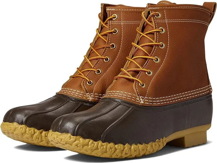 L.L.Bean Bean Boot 8 Leather Primaloft Flannel Lined Men's Shoes Tan/Brown/Gum/Apple Cinnamon : 8 D - Medium, Leather/Rubber