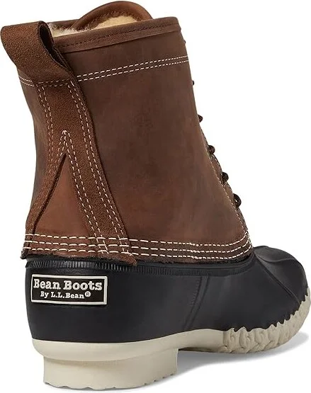 L.L.Bean Bean Boot 8 Limited Edition Leather Shearling Lined Men's Boots Dark Earth/Black/Natural : 10 D - Medium - Image 4