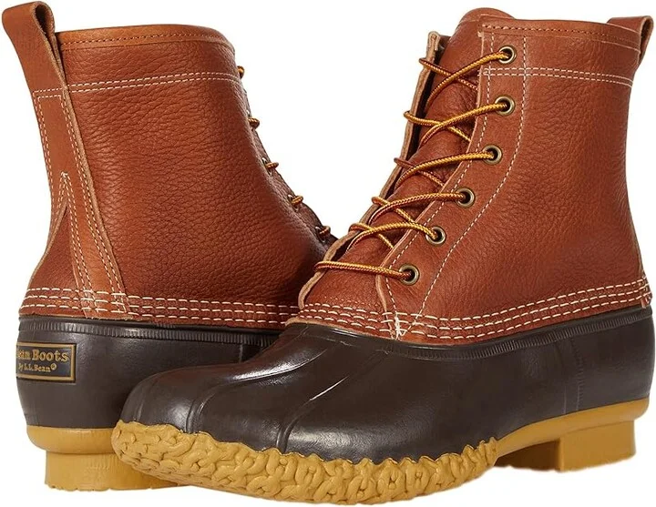 L.L.Bean Bean Boot 8 Tumbled Leather Primaloft Shearling Lined Men's Shoes Tan/Bean Boot Brown/Gum : 11 D - Medium, Leather/Rubber