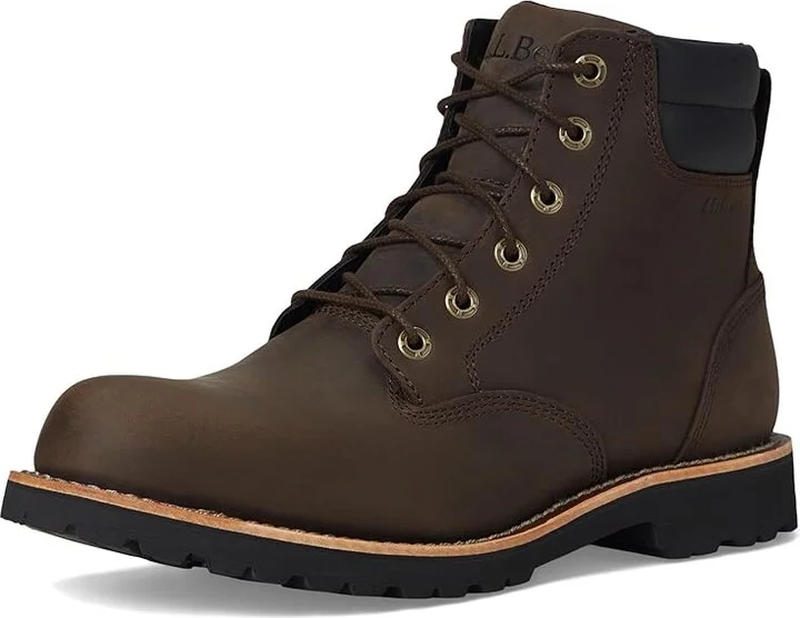 L.L.Bean Bucksport Work Boot Plain Toe Waterproof Men's Shoes Coffee Bean : 7 D - Medium, Leather - Image 5