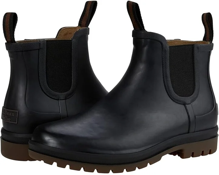 L.L.Bean Rugged Wellie Chelsea Boot Women's Shoes Black/Dark Gum : 6 B - Medium, Rubber