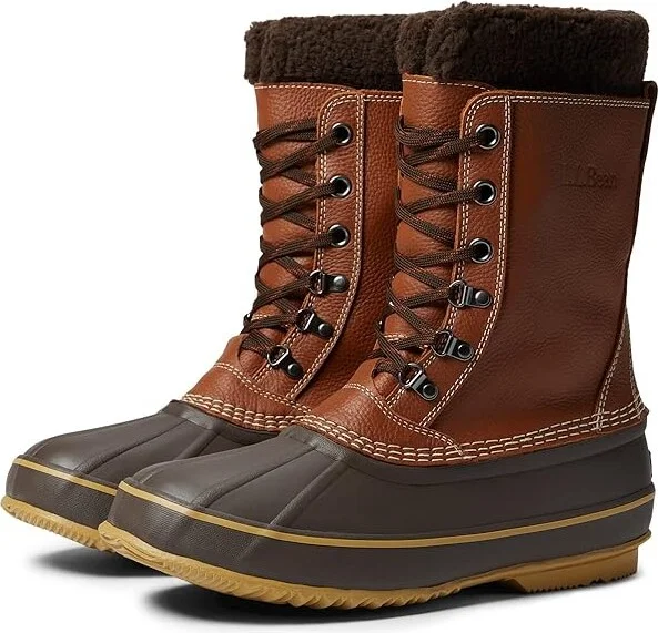 L.L.Bean Snow Boot Tumbled Leather Lace Men's Shoes Maple : 8 D - Medium, Leather/Synthetic