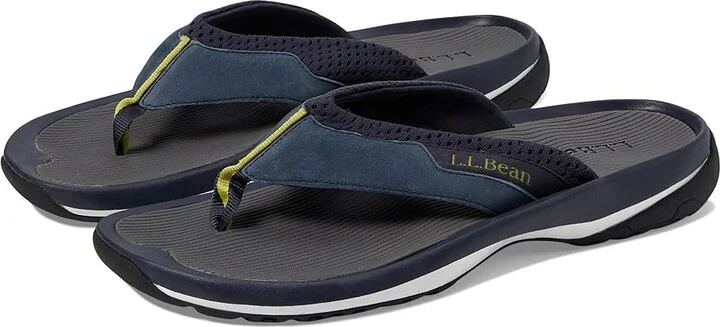 L.L.Bean Swift River Flip-Flop Sandal Sport Men's Shoes Carbon Navy : 7 D - Medium, Leather