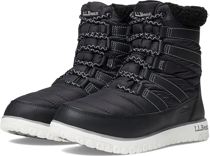 L.L.Bean Ultralight Boot Quilt Water Resistant Insulated Lace-Up Women's Boots Black/Sea Salt : 10 B - Medium, Textile