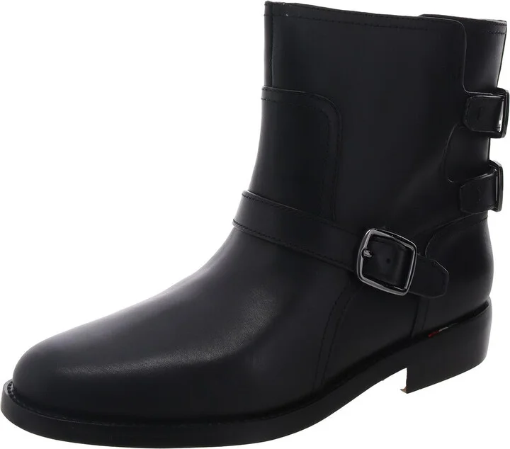 L-PRINA Womens Buckle Leather Ankle Boots