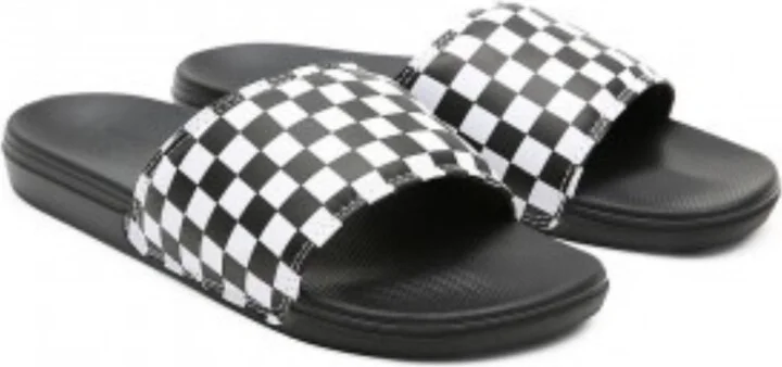 La Costa VA5HF527I Slide Slippers Mens 7 Black White Checkered Nubuck Strap