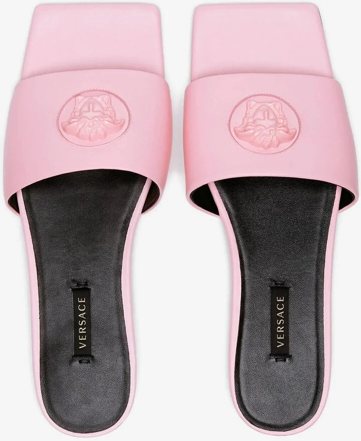 La Medusa Leather Flat Sandals - Image 2