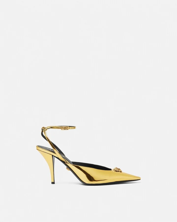 La Medusa Metallic Slingback Pumps 85 mm
