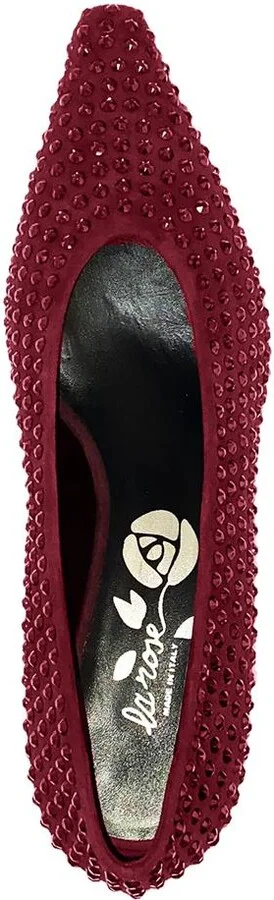 La Rose Heeled Ballerina Shoes Crystal Bordeaux - Image 3