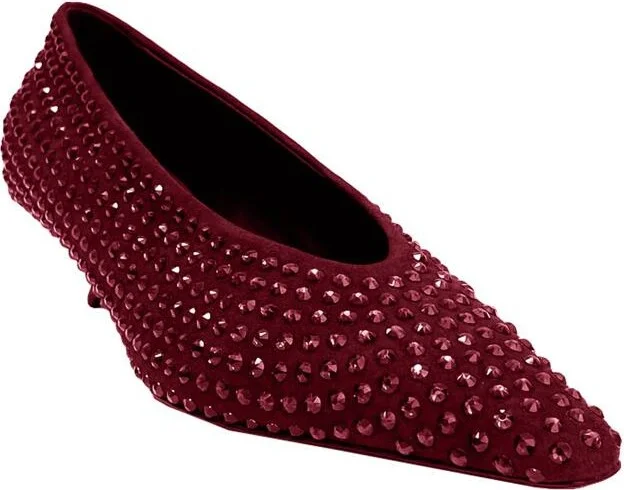 La Rose Heeled Ballerina Shoes Crystal Bordeaux - Image 4