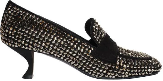 La Rose Heeled Loafers Crystal Black