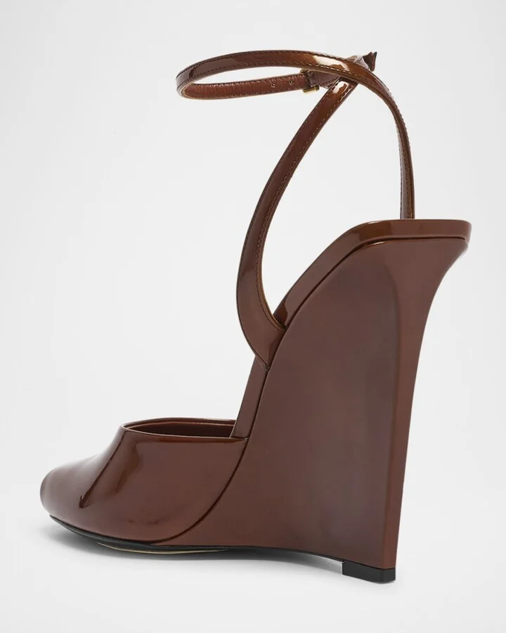 La Scandale Glossy Ankle-Strap Wedge Sandals - Image 7