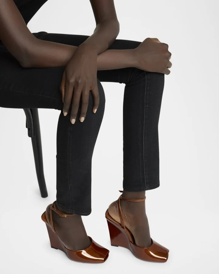 La Scandale Glossy Ankle-Strap Wedge Sandals - Image 8