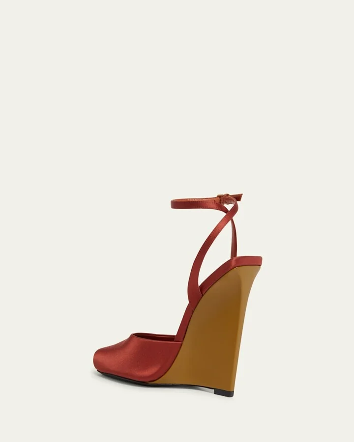 La Scandale Satin Ankle-Strap Wedge Sandals - Image 4