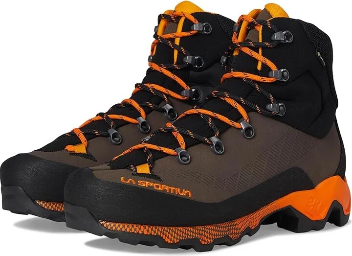 La Sportiva Aequilibrium Trek GTX Men's Hiking Boots Chocolate/Papaya 1 : EU 46 (US Men's 12.5) D - Medium, Leather