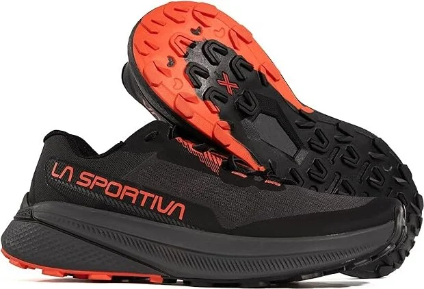 La Sportiva Prodigio Men's Running Shoes Carbon/Cherry Tomato : EU 42 (US Men's 9) D - Medium, Rubber - Image 2