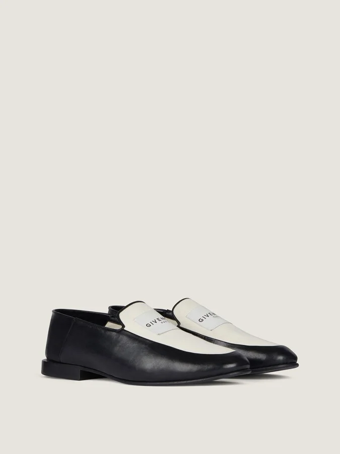 Label loafers in shiny leather and canvas - Image 2