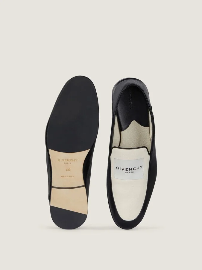 Label loafers in shiny leather and canvas - Image 4