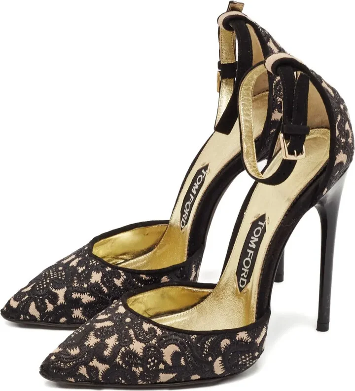 Lace Ankle-Strap Pumps