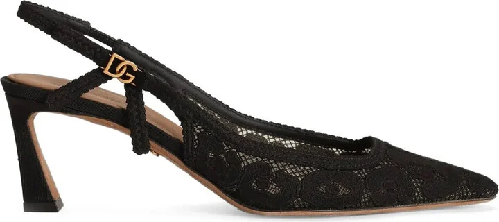 Lace-Appliqué Pumps