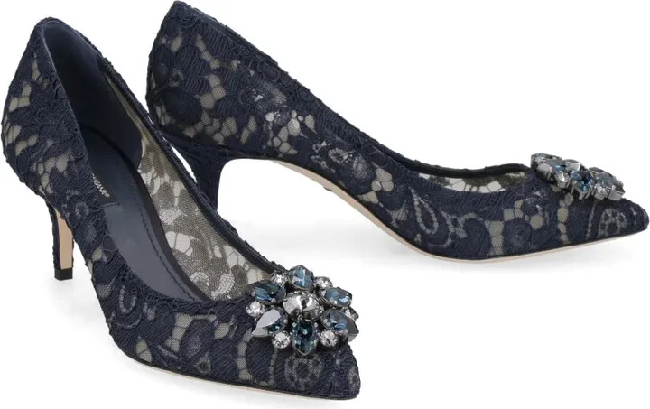 Lace-Detail 75mm Heeled Pumps - Image 2