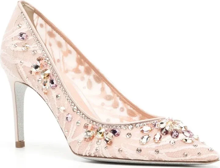 Lace Embellished Crystal Pumps - Image 2
