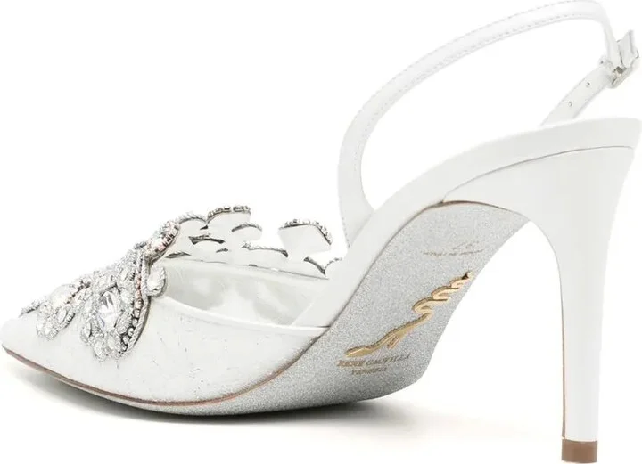 Lace Embellished Crystal Sling Back Pumps - Image 3