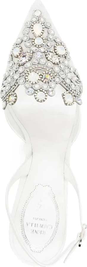 Lace Embellished Crystal Sling Back Pumps - Image 4