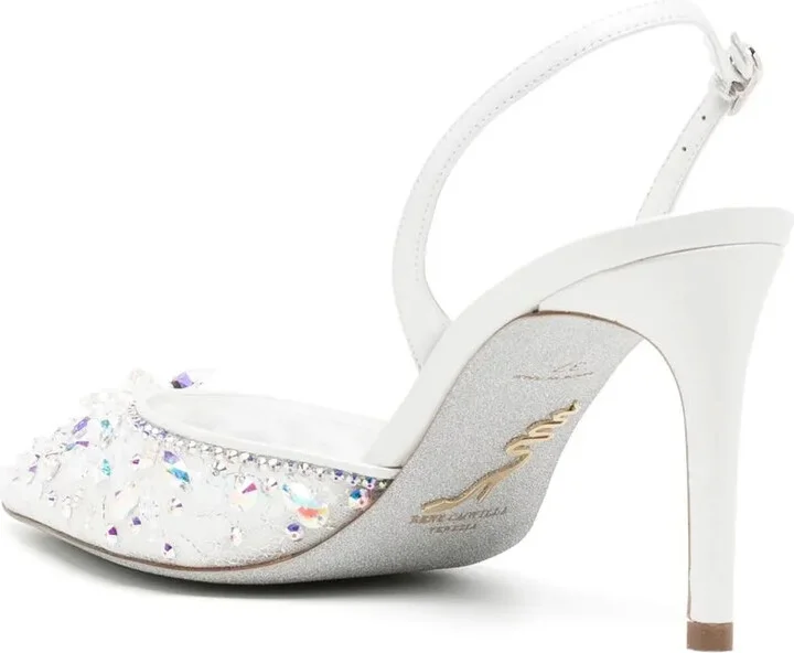 Lace Embellished Sling Back Pumps - Image 3
