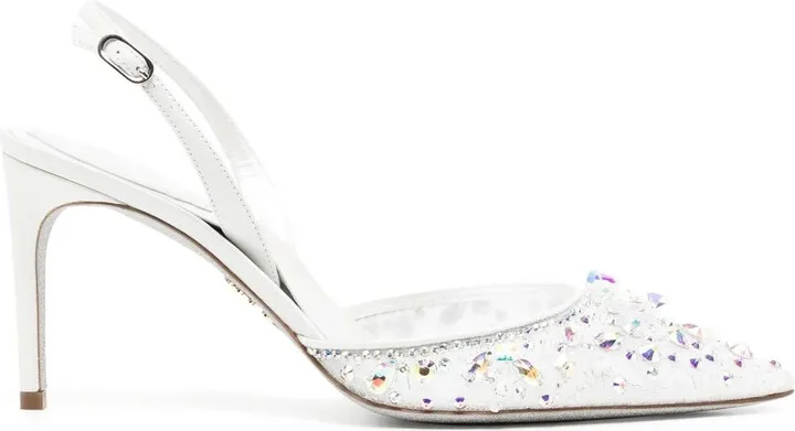Lace Embellished Sling Back Pumps