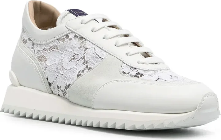 Lace-Embroidered Leather Sneakers - Image 2