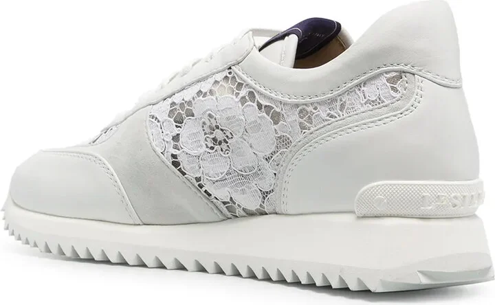 Lace-Embroidered Leather Sneakers - Image 3