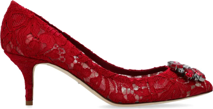 Lace High-heeled Shoes, , - Red