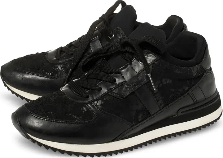 Lace-Panel Leather Sneakers - Image 2