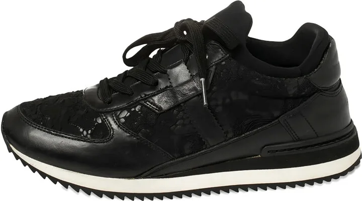 Lace-Panel Leather Sneakers