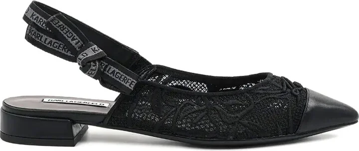 Lace-Trimmed Flat Pumps