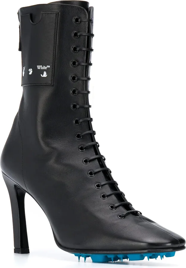 Lace-Up 105mm Leather Ankle Boots - Image 2